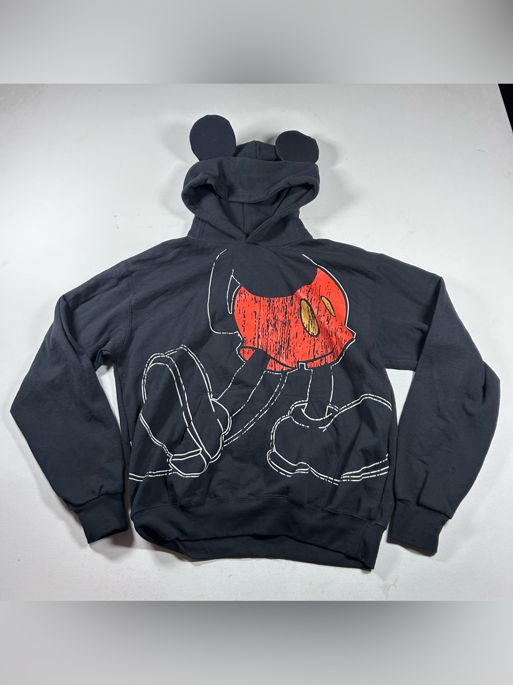 Mickey Mouse Hoodie w/Ears Walt Disney Parks Black Mens Medium Hooded Sweatshirt